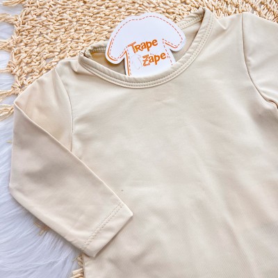 Body Manga Longa em Malha Térmica com Proteção UV50+- Areia